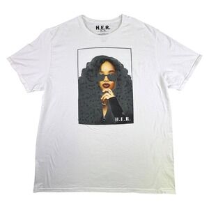 H.E.R. R&B Artist Graphic Portrait White T-Shirt Mens 2XL Official Merch
